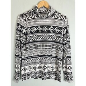 Talbots Petite Therma Warmth Long Sleeve Fair Isle TurtleNeck Top Size Med Pet